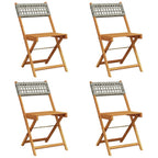 Gartenstühle 4 Stk. Klappbar Grau Poly Rattan & Massivholz
