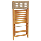 Gartenstühle 4 Stk. Klappbar Beige Poly Rattan & Massivholz