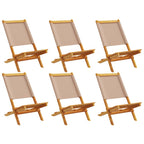 Gartenstühle 6 Stk. Klappbar Taupe Stoff und Massivholz