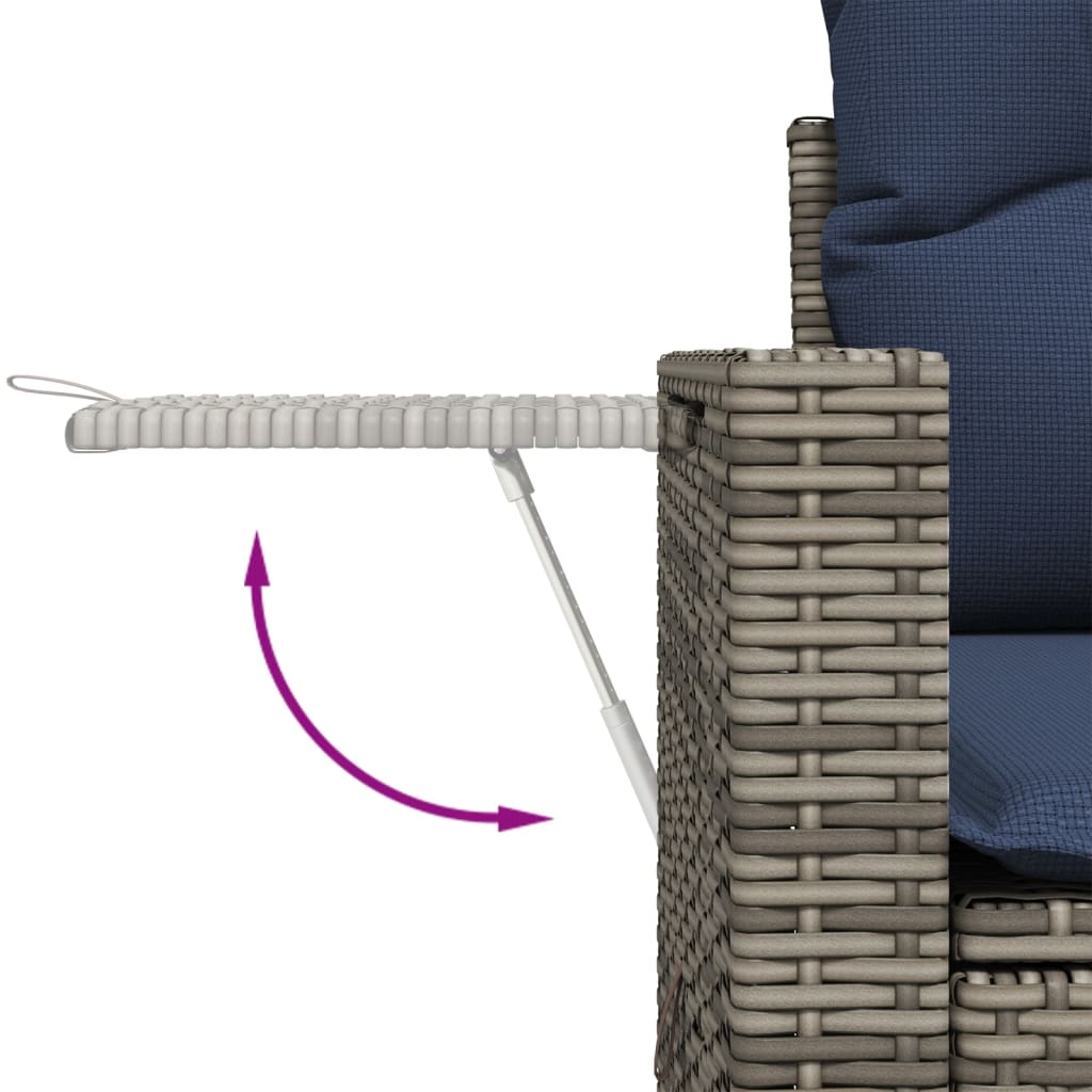 5-teiliges Gartensofa-Set mit Kissen, grau, Polyrattan