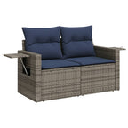 5-teiliges Gartensofa-Set mit Kissen, grau, Polyrattan