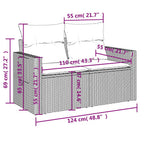 6-tlg. Garten-Sofagarnitur mit Kissen Hellgrau Poly Rattan