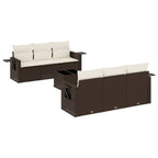 7-tlg. Garten-Sofagarnitur mit Kissen Braun Poly Rattan