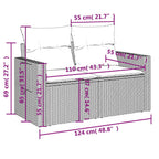 8-tlg. Garten-Sofagarnitur mit Kissen Hellgrau Poly Rattan