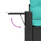 9-teiliges Gartensofa-Set mit Kissen, schwarzes Polyrattan