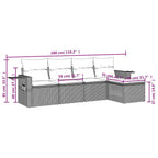 5-tlg. Garten-Sofagarnitur mit Kissen Schwarz Poly Rattan