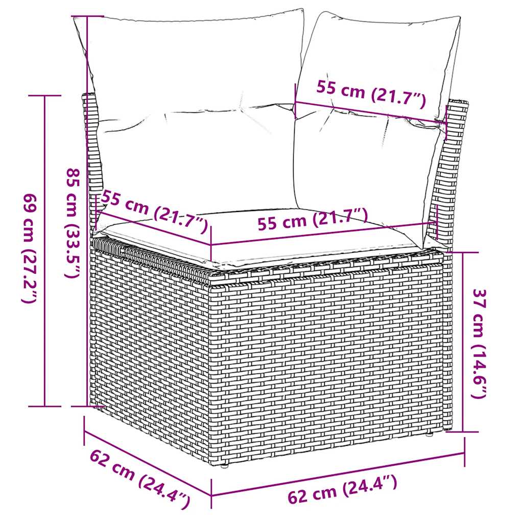 4-tlg. Garten-Sofagarnitur mit Kissen Braun Poly Rattan