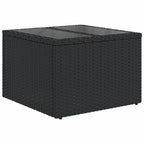5-teiliges Gartensofa-Set mit Kissen, schwarzes Polyrattan