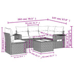 6-teiliges Gartensofa-Set mit Kissen, grau, Polyrattan