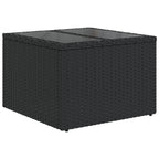 7-teiliges Gartensofa-Set mit Kissen, schwarzes Polyrattan