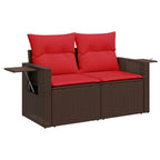 9-teiliges Gartensofa-Set mit Kissen, braun, Polyrattan