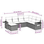 7-tlg. Garten-Sofagarnitur mit Kissen Hellgrau Poly Rattan