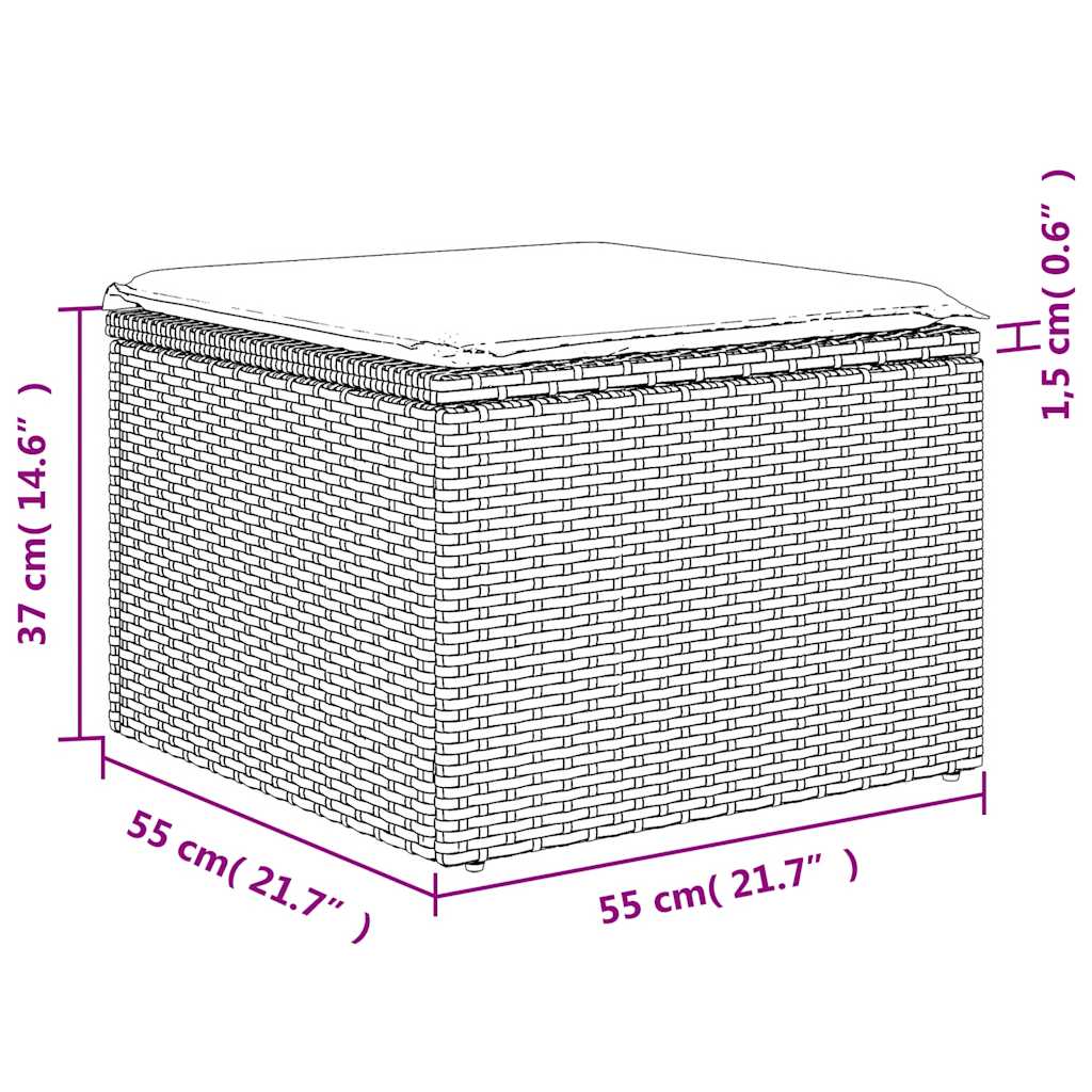 7-tlg. Garten-Sofagarnitur mit Kissen Hellgrau Poly Rattan