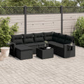 8-tlg. Garten-Sofagarnitur mit Kissen Schwarz Poly Rattan