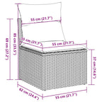 8-tlg. Garten-Sofagarnitur mit Kissen Braun Poly Rattan