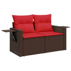 9-teiliges Gartensofa-Set mit Kissen, braun, Polyrattan