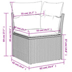 9-teiliges Gartensofa-Set mit Kissen, schwarzes Polyrattan