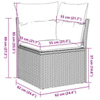 9-tlg. Garten-Sofagarnitur mit Kissen Braun Poly Rattan
