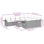 11-tlg. Garten-Sofagarnitur mit Kissen Hellgrau Poly Rattan