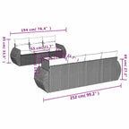 8-teiliges Gartensofa-Set mit Kissen, schwarzes Polyrattan