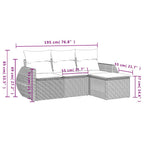 4-tlg. Garten-Sofagarnitur mit Kissen Hellgrau Poly Rattan
