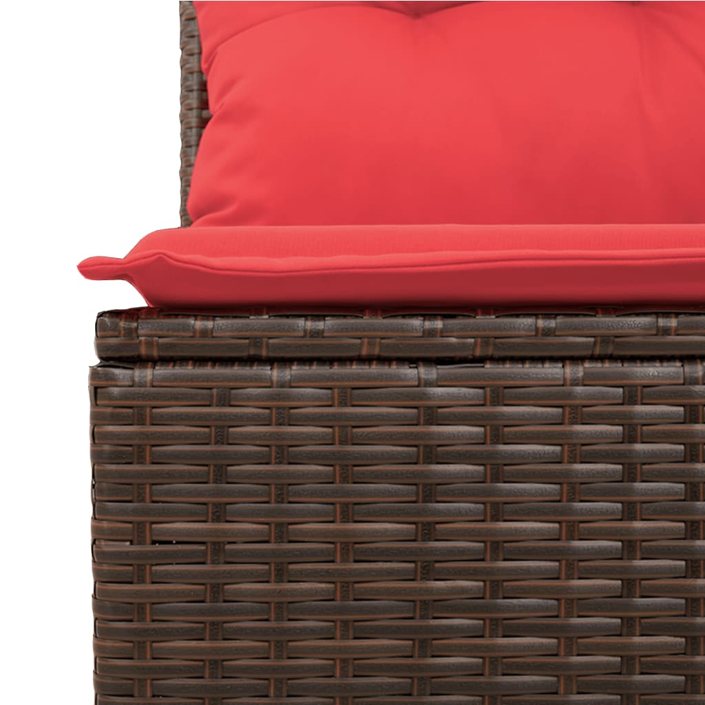 5-teiliges Gartensofa-Set mit Kissen, braun, Polyrattan