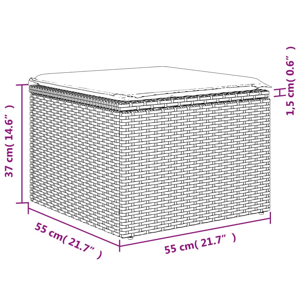 5-teiliges Gartensofa-Set mit Kissen, braun, Polyrattan