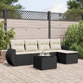 6-tlg. Garten-Sofagarnitur mit Kissen Schwarz Poly Rattan