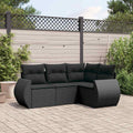 4-tlg. Garten-Sofagarnitur mit Kissen Schwarz Poly Rattan