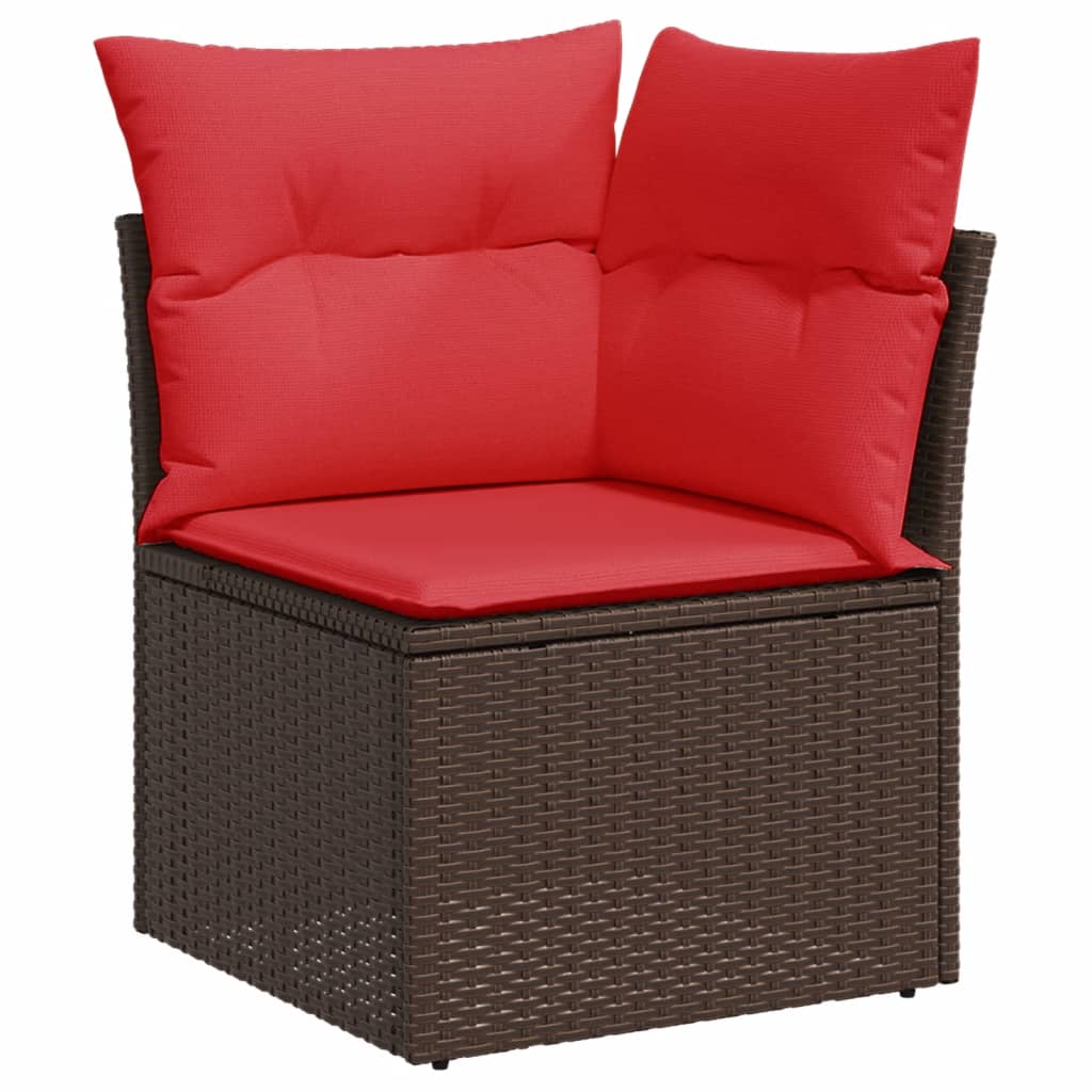4-teiliges Gartensofa-Set mit Kissen, braun, Polyrattan