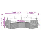 4-teiliges Gartensofa-Set mit Kissen, braun, Polyrattan