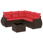 6-teiliges Gartensofa-Set mit Kissen, braun, Polyrattan