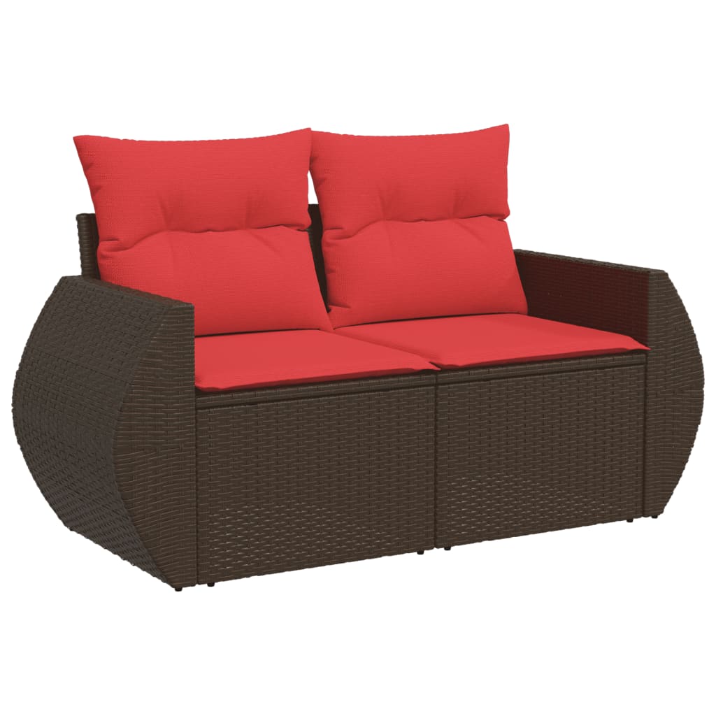 6-teiliges Gartensofa-Set mit Kissen, braun, Polyrattan