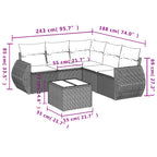 6-teiliges Gartensofa-Set mit Kissen, braun, Polyrattan