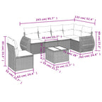7-teiliges Gartensofa-Set mit Kissen, grau, Polyrattan
