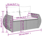 7-teiliges Gartensofa-Set mit Kissen, grau, Polyrattan