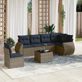 7-teiliges Gartensofa-Set mit Kissen, grau, Polyrattan