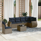 7-teiliges Gartensofa-Set mit Kissen, grau, Polyrattan