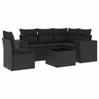 6-tlg. Garten-Sofagarnitur mit Kissen Schwarz Poly Rattan