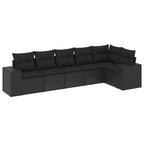 6-tlg. Garten-Sofagarnitur mit Kissen Schwarz Poly Rattan