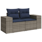 7-teiliges Gartensofa-Set mit Kissen, grau, Polyrattan