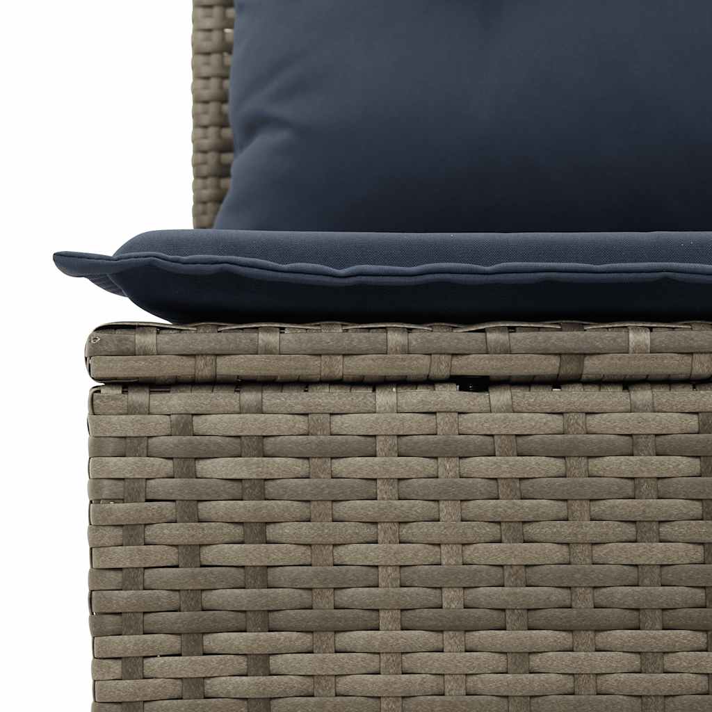 8-teiliges Gartensofa-Set mit Kissen, grau, Polyrattan