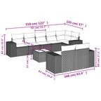 9-tlg. Garten-Sofagarnitur mit Kissen Grau Poly Rattan