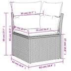 9-tlg. Garten-Sofagarnitur mit Kissen Grau Poly Rattan