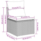 9-tlg. Garten-Sofagarnitur mit Kissen Hellgrau Poly Rattan