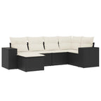 6-tlg. Garten-Sofagarnitur mit Kissen Schwarz Poly Rattan