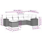 6-tlg. Garten-Sofagarnitur mit Kissen Schwarz Poly Rattan