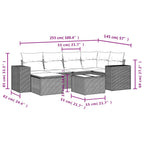 7-teiliges Gartensofa-Set mit Kissen, braun, Polyrattan