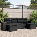 6-tlg. Garten-Sofagarnitur mit Kissen Schwarz Poly Rattan