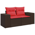 6-teiliges Gartensofa-Set mit Kissen, braun, Polyrattan